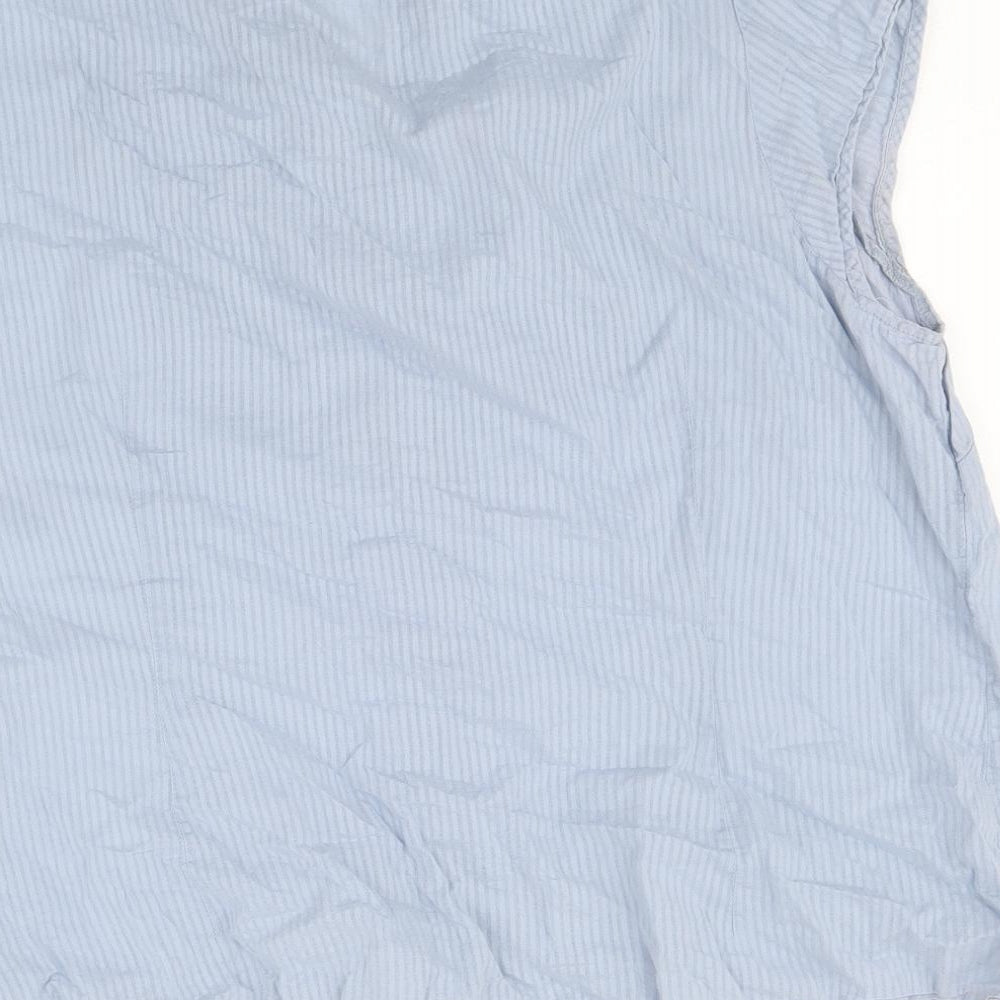 Monsoon Womens Blue 100% Cotton Basic Blouse Size 16 Round Neck