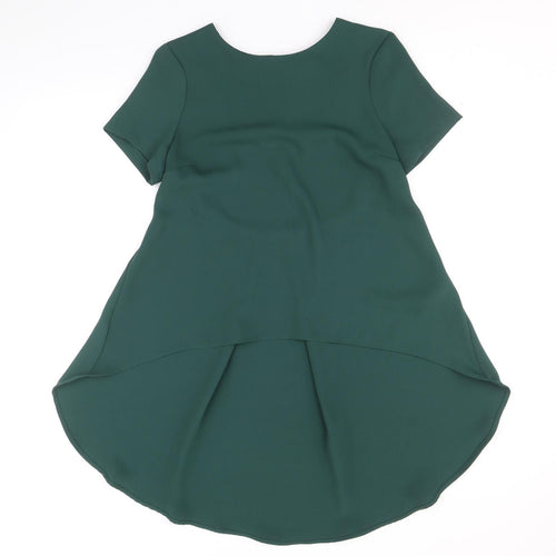 Topshop Womens Green Polyacrylate Fibre Basic Blouse Size 8 Round Neck - Asymmetric