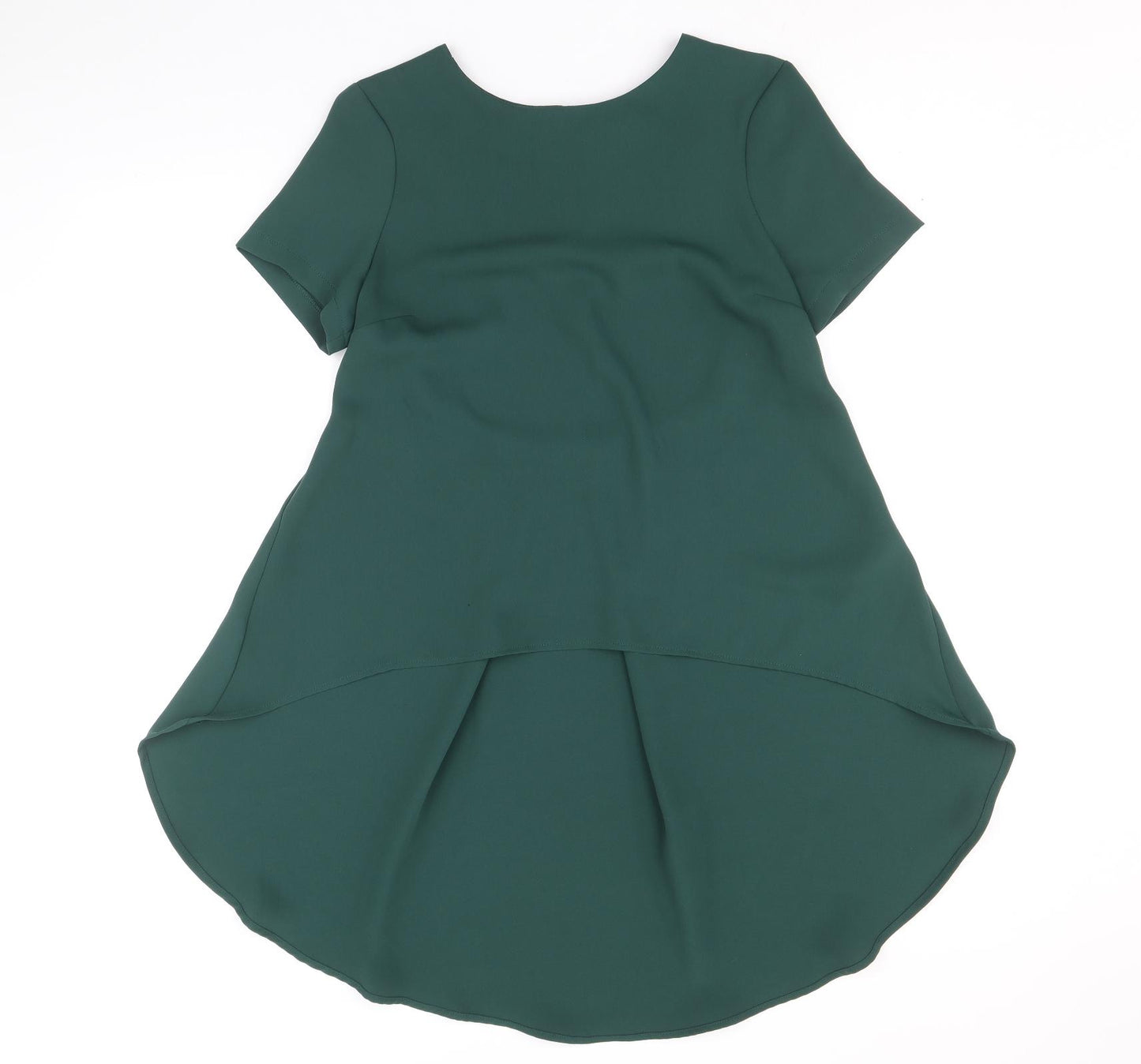 Topshop Womens Green Polyacrylate Fibre Basic Blouse Size 8 Round Neck - Asymmetric