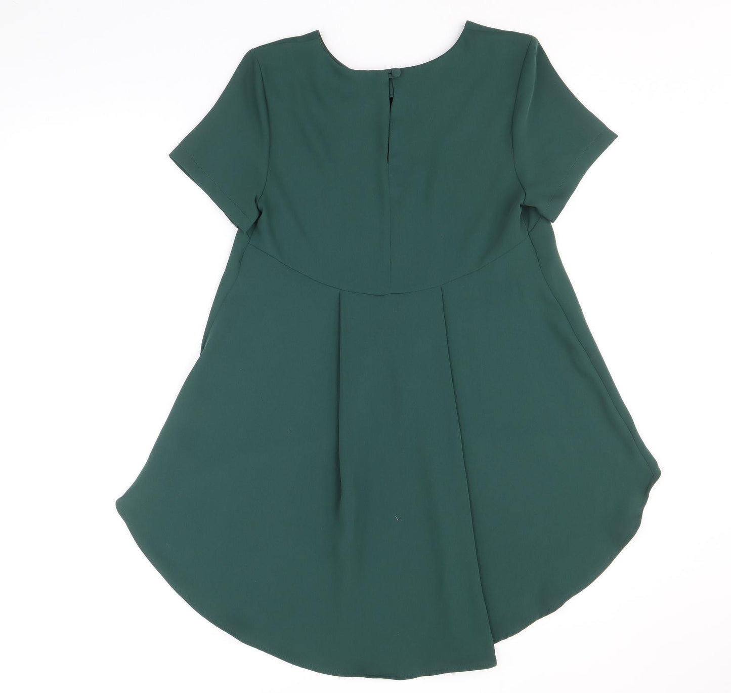 Topshop Womens Green Polyacrylate Fibre Basic Blouse Size 8 Round Neck - Asymmetric
