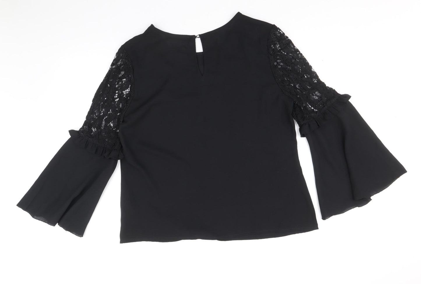 Marks and Spencer Womens Black Viscose Basic Blouse Size 12 Round Neck