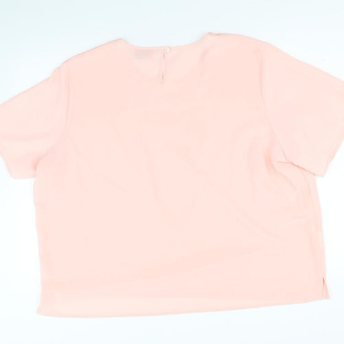 Ridella Womens Pink Polyester Basic T-Shirt Size 16 Round Neck