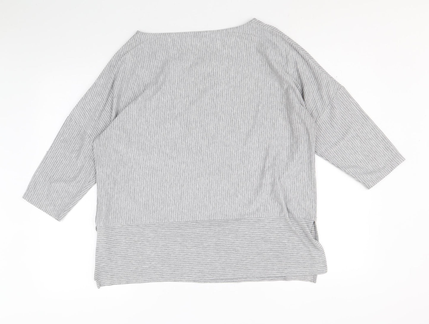 Marks and Spencer Womens Grey Polyester Basic T-Shirt Size 16 Round Neck