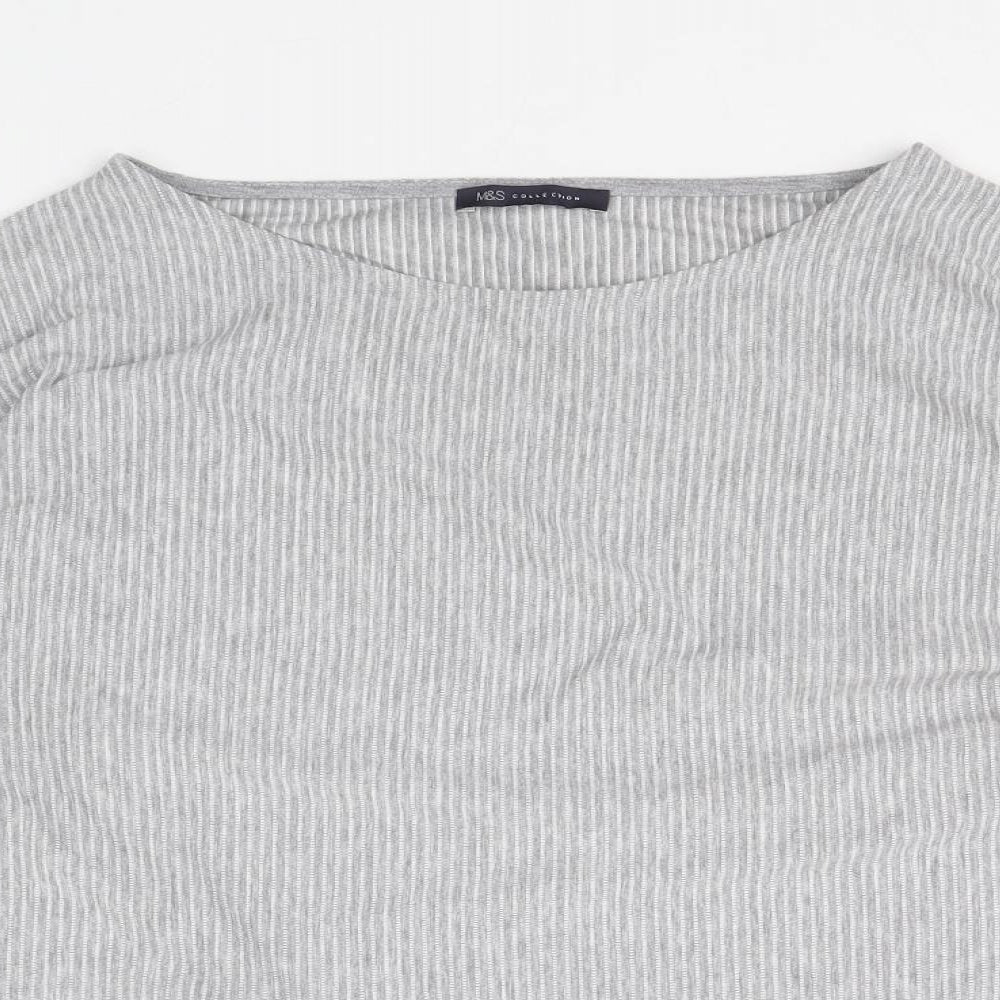 Marks and Spencer Womens Grey Polyester Basic T-Shirt Size 16 Round Neck