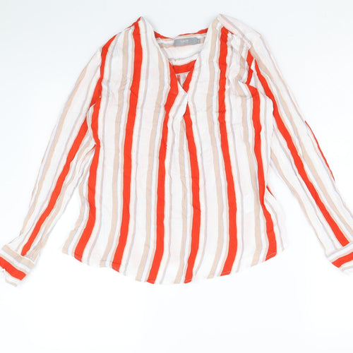 b.young Womens Multicoloured Striped Viscose Basic Blouse Size 12 V-Neck