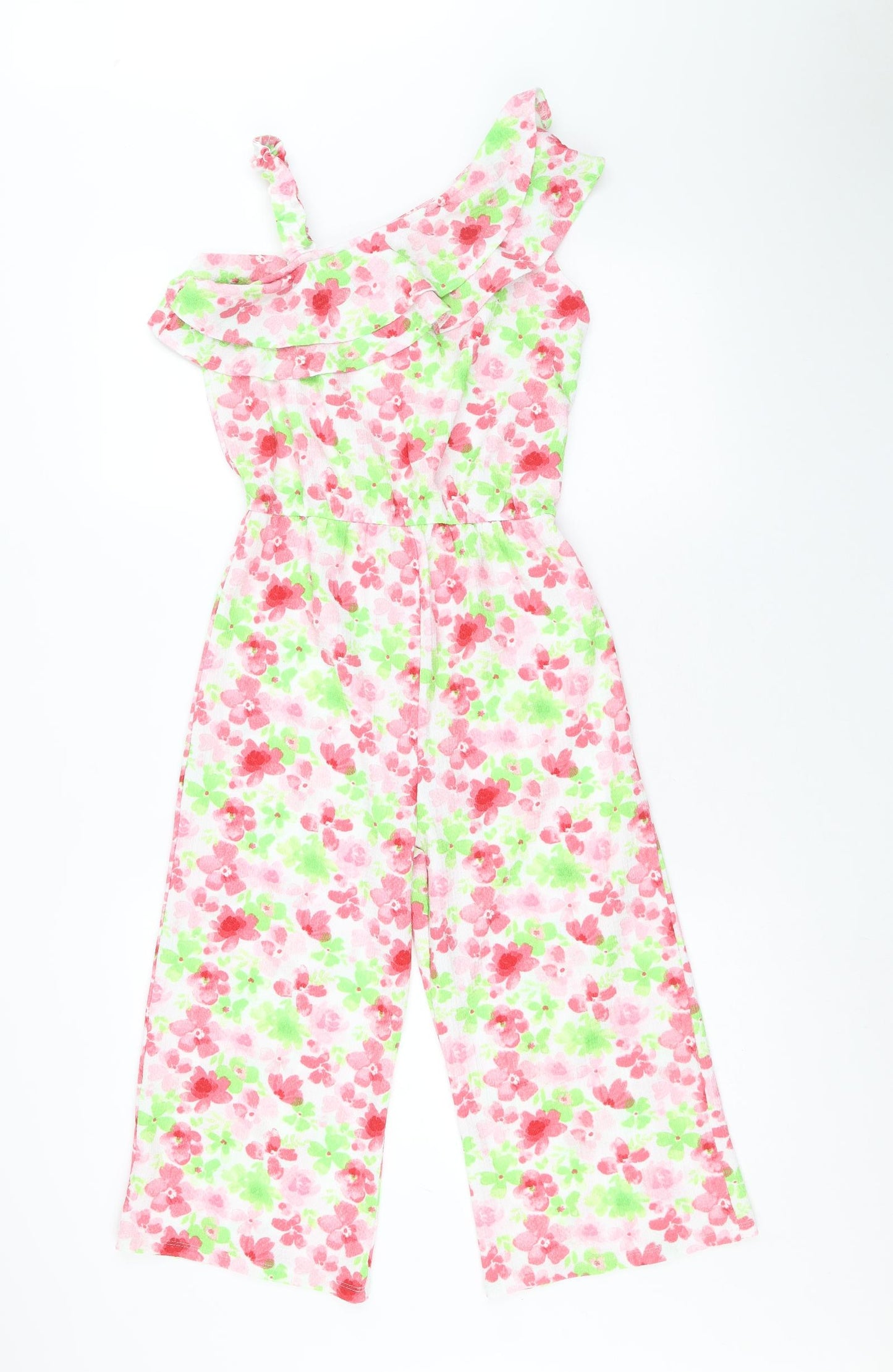 Primark Girls Multicoloured Floral Polyester Jumpsuit One-Piece Size 11-12 Years Pullover