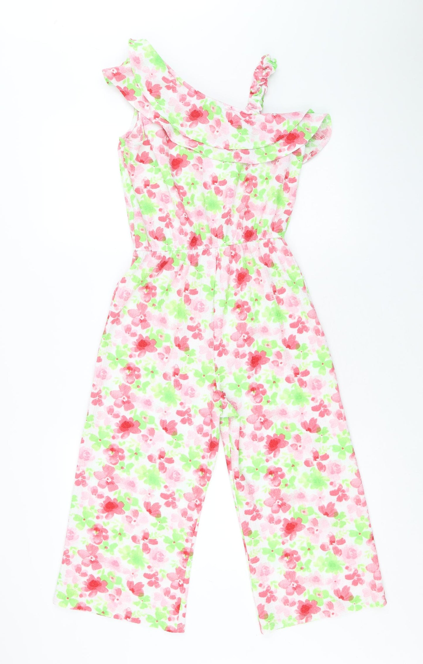 Primark Girls Multicoloured Floral Polyester Jumpsuit One-Piece Size 11-12 Years Pullover