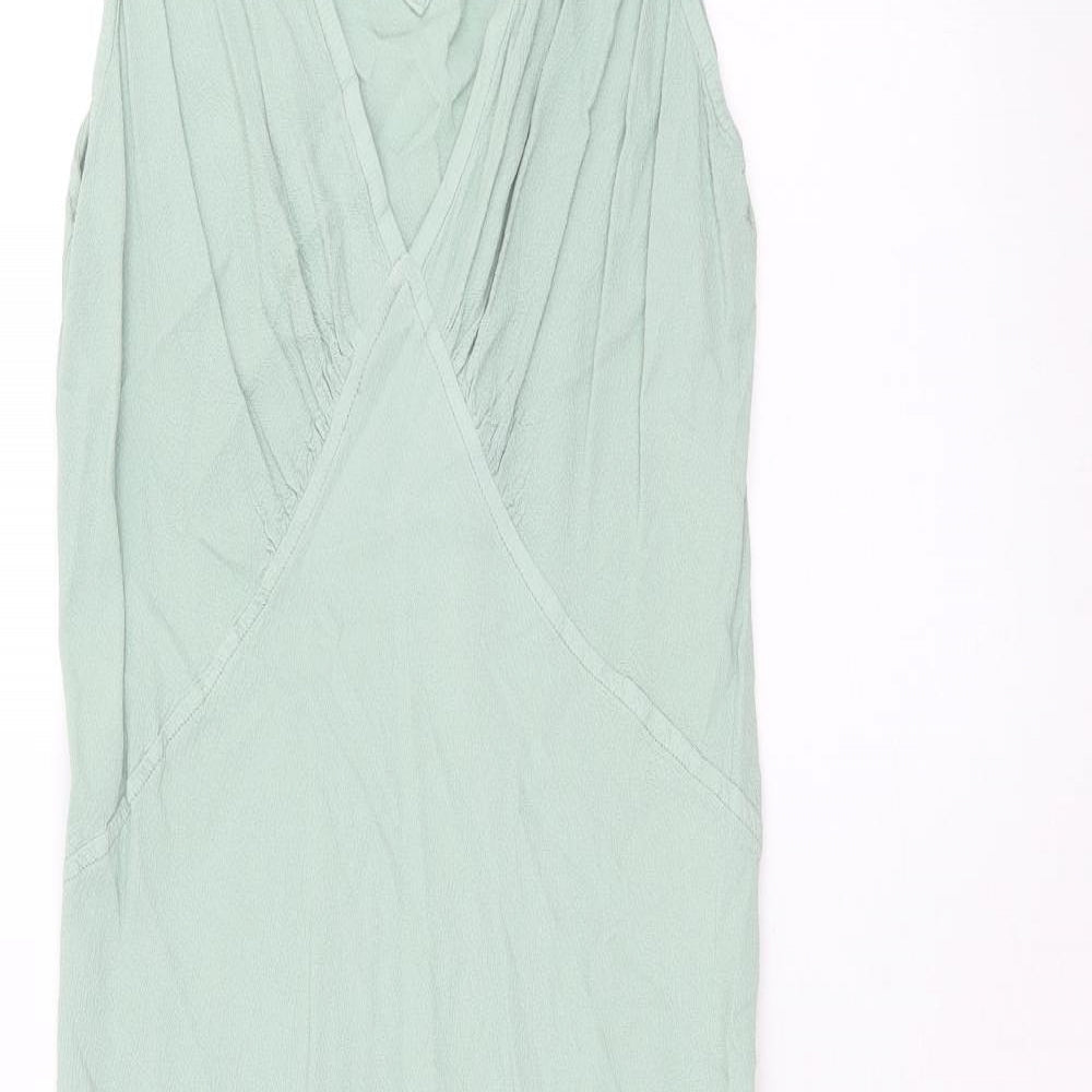 Ghost Womens Green Viscose Tank Dress Size M V-Neck Pullover