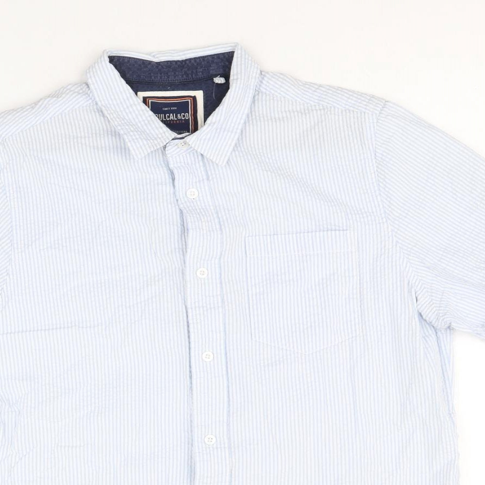 SoulCal&Co Mens Blue Cotton Button-Up Size L Collared Button