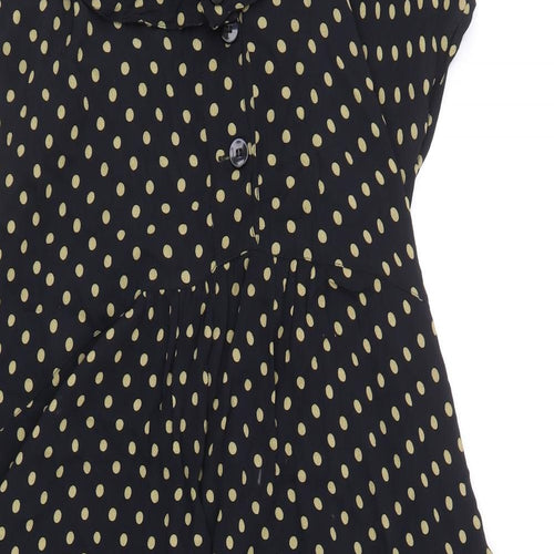 Masai Womens Black Polka Dot Viscose Trapeze & Swing Size L Boat Neck Button