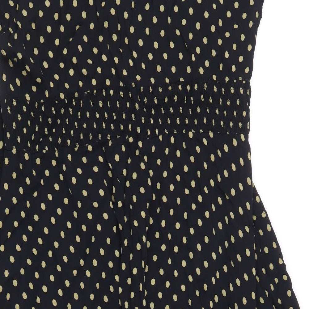 Masai Womens Black Polka Dot Viscose Trapeze & Swing Size L Boat Neck Button