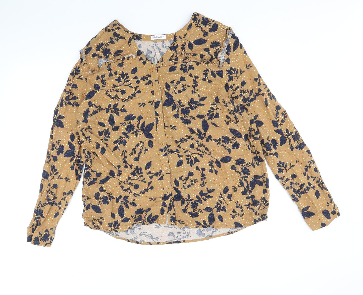 Damart Womens Brown Floral Viscose Basic Blouse Size 18 V-Neck