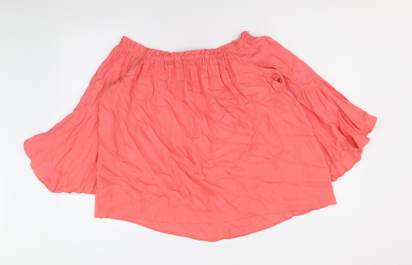 F&F Womens Pink Viscose Basic Blouse Size 16 Off the Shoulder - Angel Sleeve Bardot