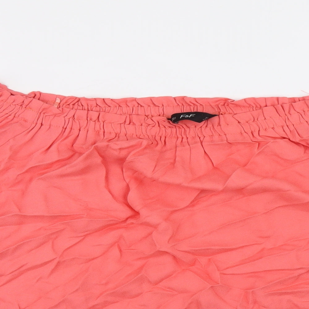 F&F Womens Pink Viscose Basic Blouse Size 16 Off the Shoulder - Angel Sleeve Bardot