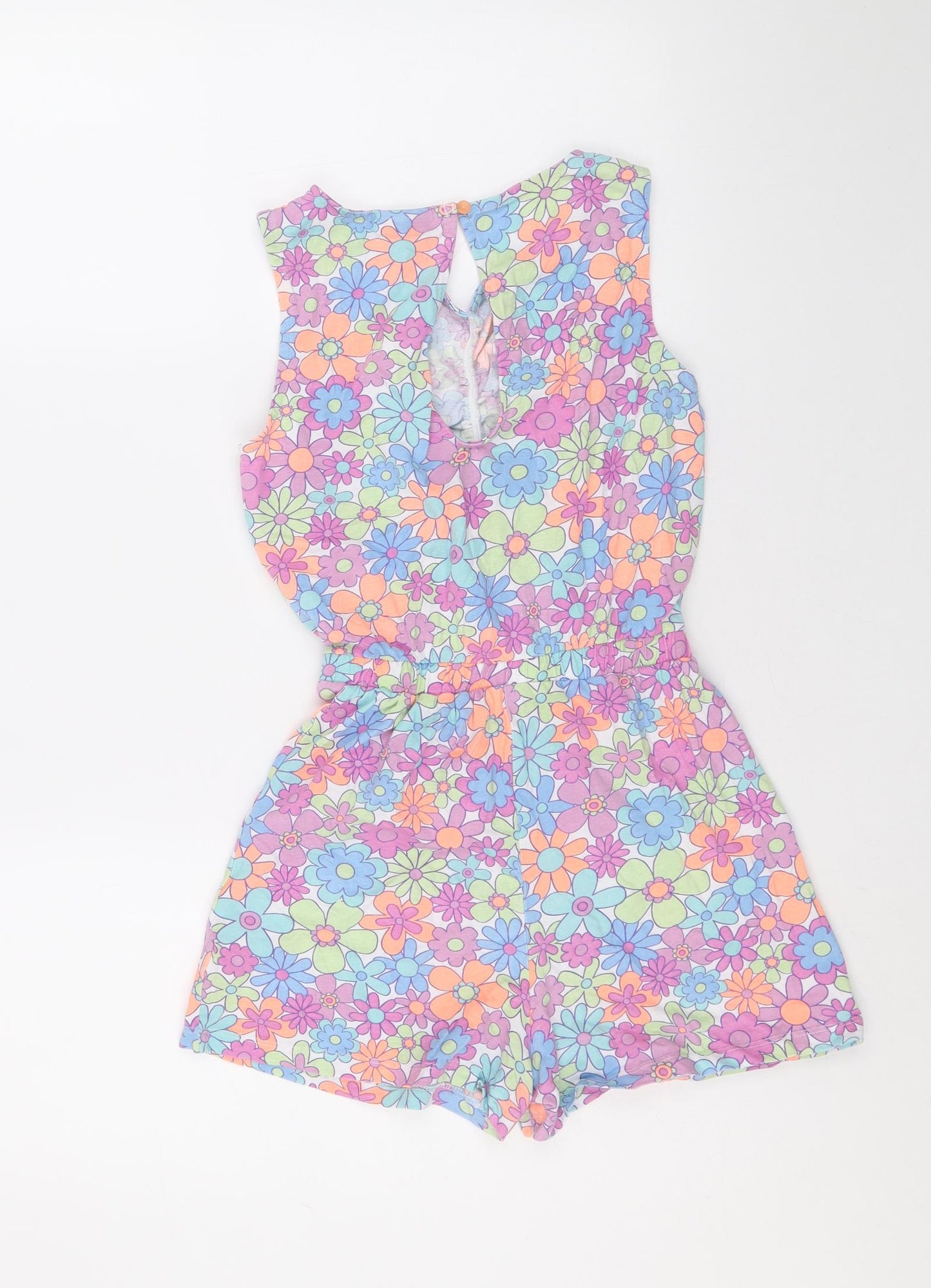 Matalan Girls Multicoloured Floral 100% Cotton Playsuit One-Piece Size 12 Years Button - Cut Out