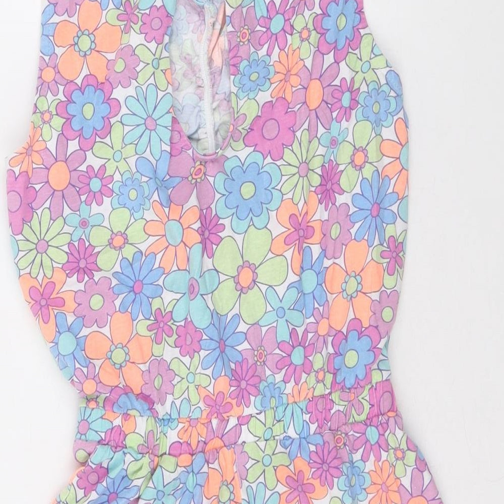 Matalan Girls Multicoloured Floral 100% Cotton Playsuit One-Piece Size 12 Years Button - Cut Out