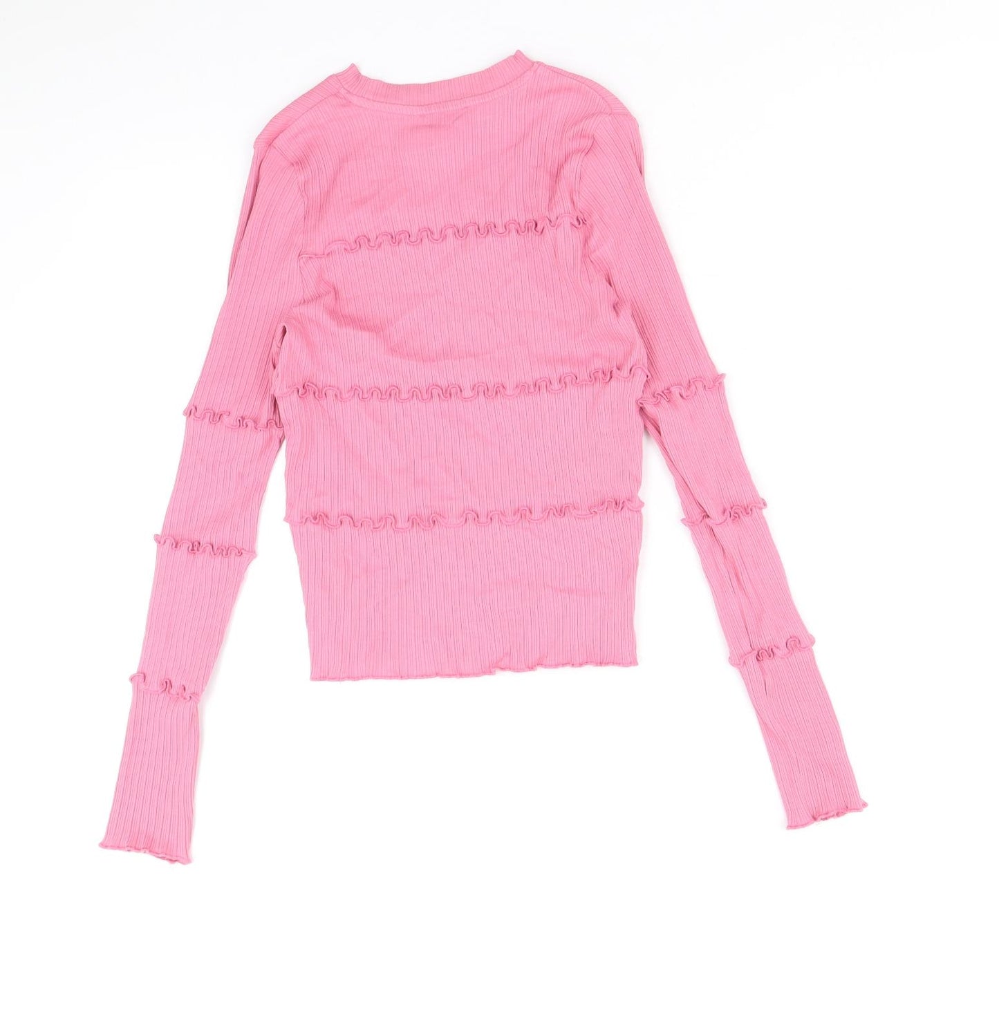 River Island Girls Pink Cotton Basic T-Shirt Size 11-12 Years Round Neck Pullover