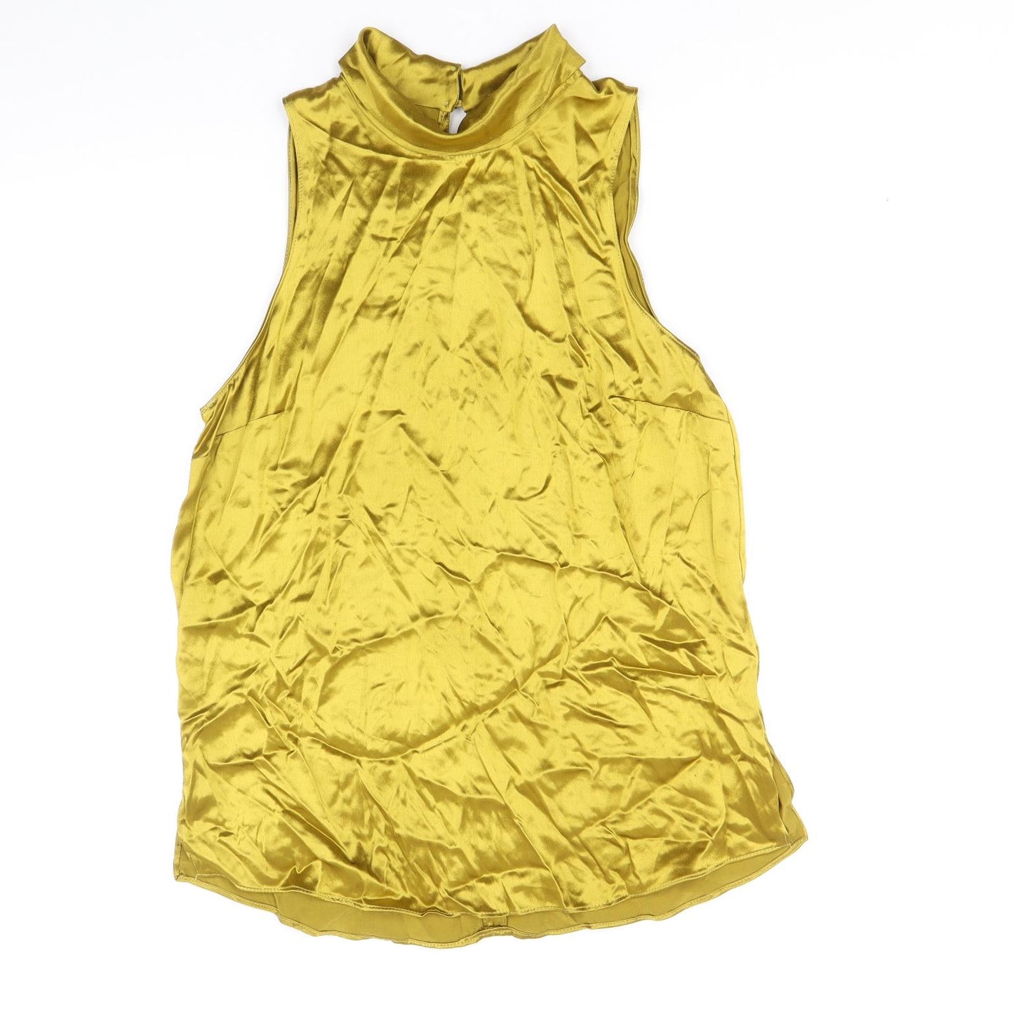 River Island Womens Gold Polyester Basic Blouse Size 10 Roll Neck