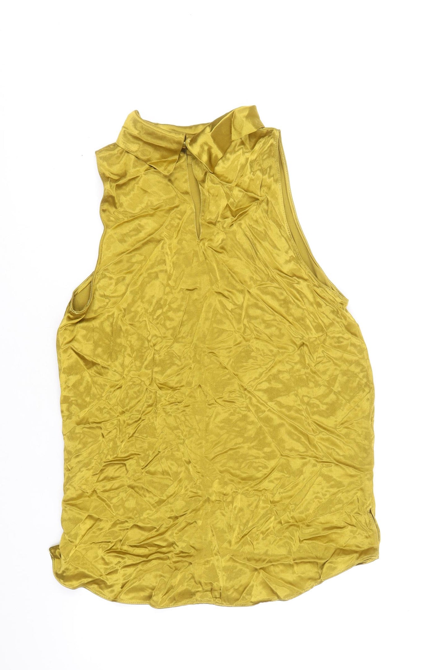 River Island Womens Gold Polyester Basic Blouse Size 10 Roll Neck