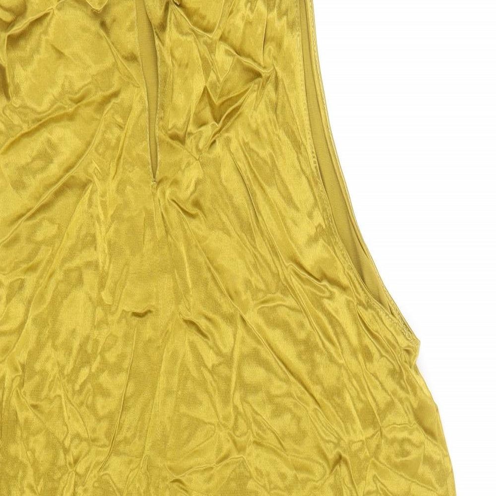 River Island Womens Gold Polyester Basic Blouse Size 10 Roll Neck