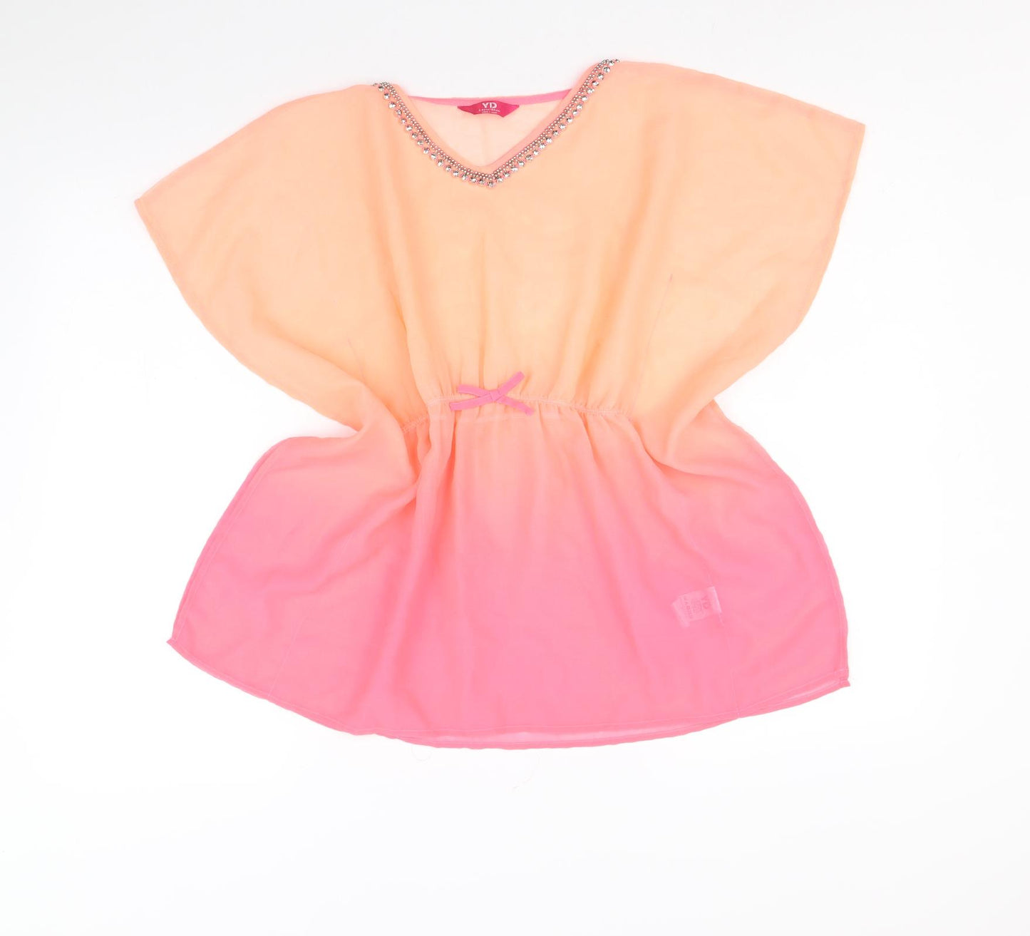 Primark Girls Pink Polyester Kaftan Size 8-9 Years V-Neck Pullover - Ombre