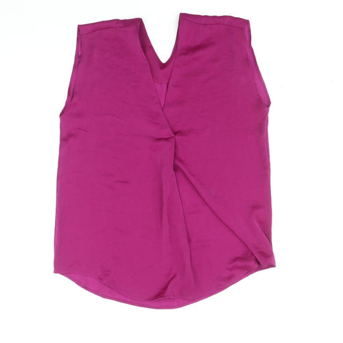 Marks and Spencer Womens Purple Polyester Basic Tank Size 8 V-Neck