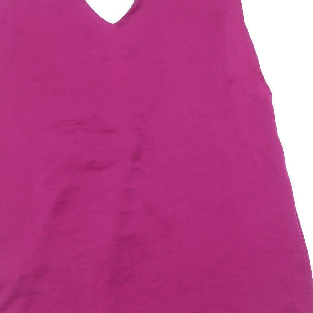Marks and Spencer Womens Purple Polyester Basic Tank Size 8 V-Neck