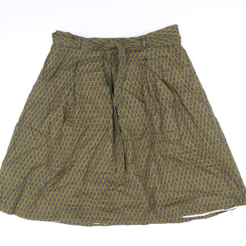 Bric A Brac Womens Brown Geometric Cotton A-Line Skirt Size M - Belted