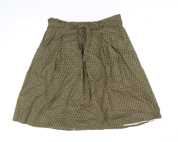 Bric A Brac Womens Brown Geometric Cotton A-Line Skirt Size M - Belted