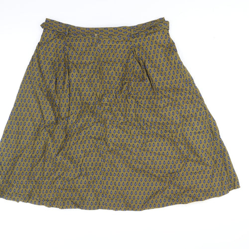 Bric A Brac Womens Brown Geometric Cotton A-Line Skirt Size M - Belted