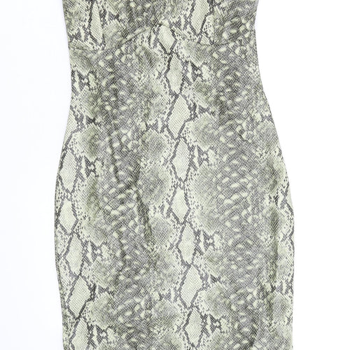 MISSYEMPIRE Womens Brown Animal Print Polyester Bodycon Size 8 Off the Shoulder Pullover - Snake Skin Print, Pleather