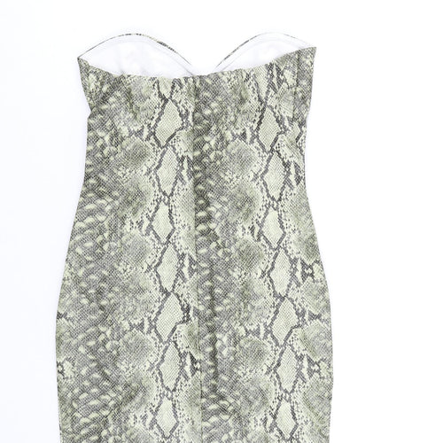 MISSYEMPIRE Womens Brown Animal Print Polyester Bodycon Size 8 Off the Shoulder Pullover - Snake Skin Print, Pleather