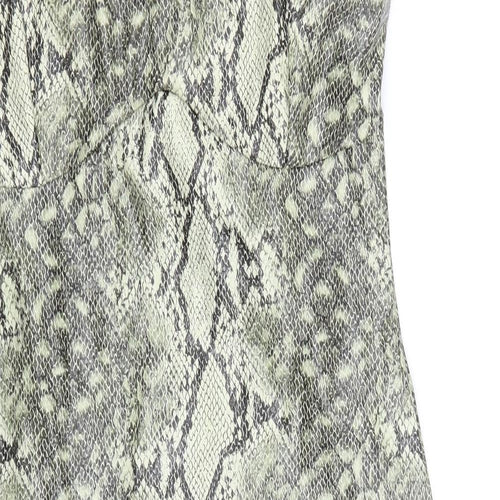 MISSYEMPIRE Womens Brown Animal Print Polyester Bodycon Size 8 Off the Shoulder Pullover - Snake Skin Print, Pleather