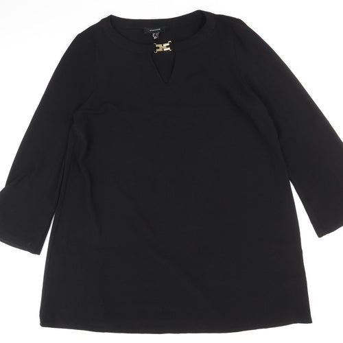Atmosphere Womens Black Polyester Shift Size 18 Boat Neck Pullover - Necklace Detail