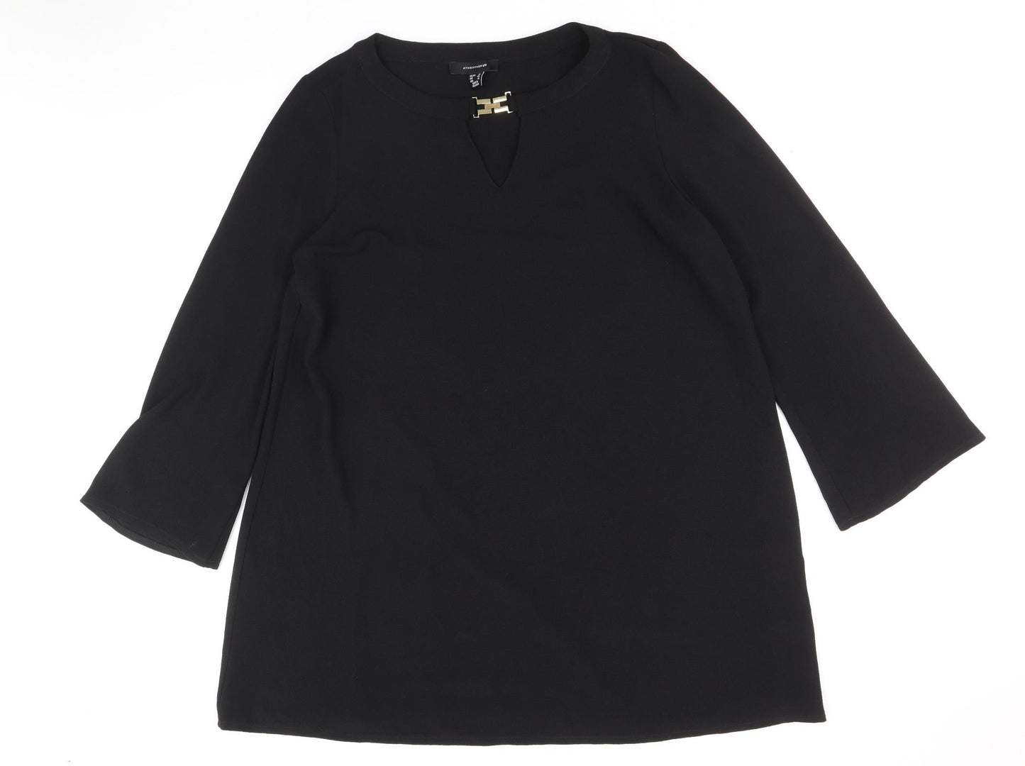 Atmosphere Womens Black Polyester Shift Size 18 Boat Neck Pullover - Necklace Detail