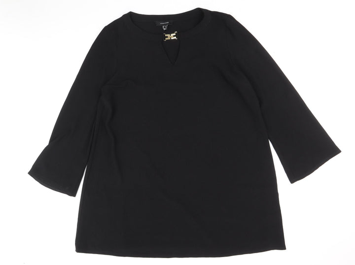 Atmosphere Womens Black Polyester Shift Size 18 Boat Neck Pullover - Necklace Detail