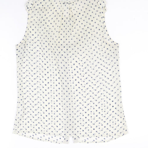 Divided by H&M Womens Ivory Polka Dot Polyester Basic Tank Size 8 Scoop Neck