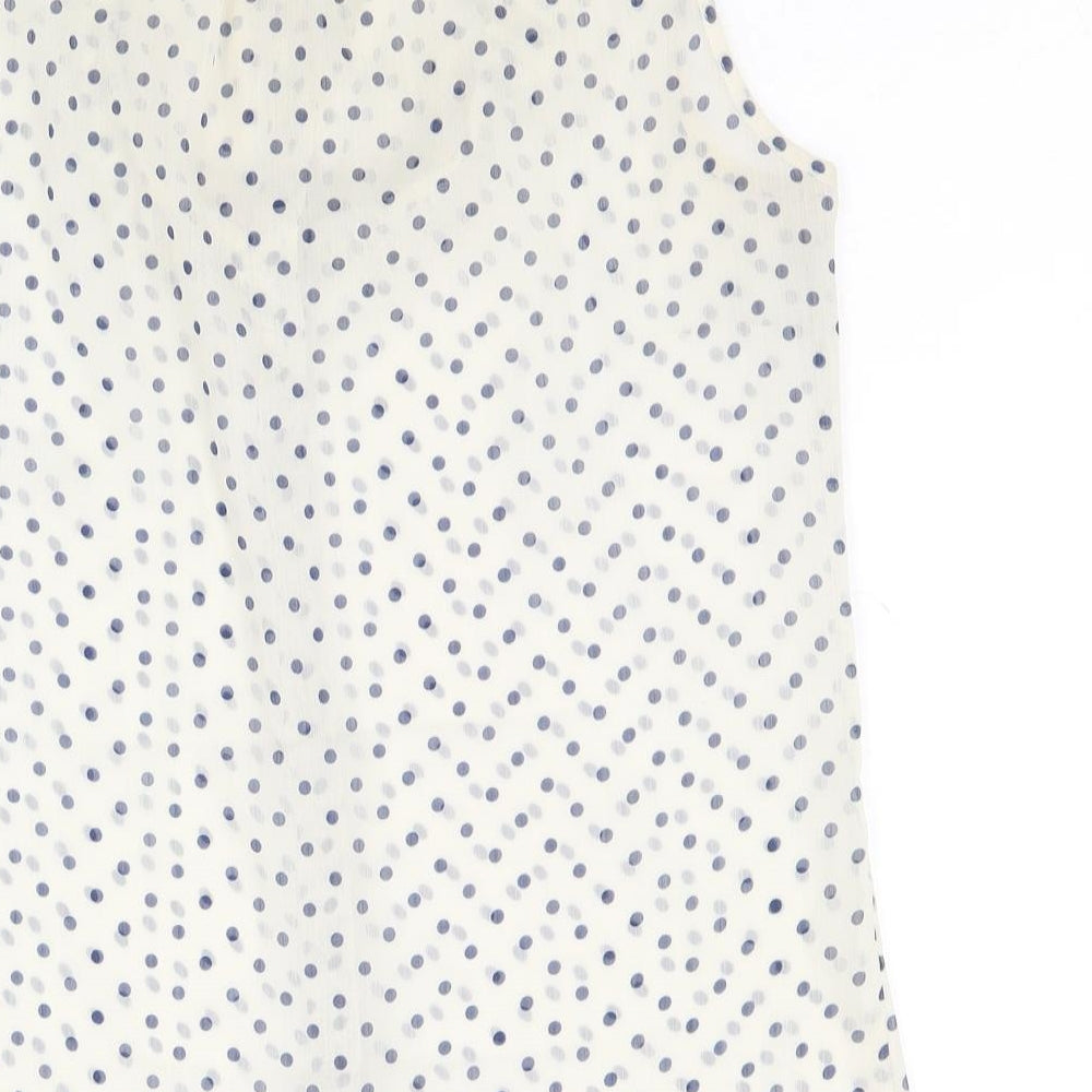 Divided by H&M Womens Ivory Polka Dot Polyester Basic Tank Size 8 Scoop Neck