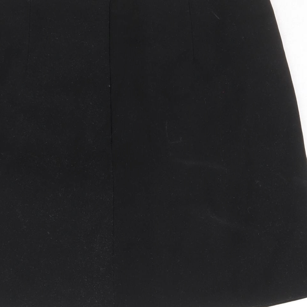 Preworn Womens Black Polyester Mini Skirt Size S Zip - Lace Up Detail