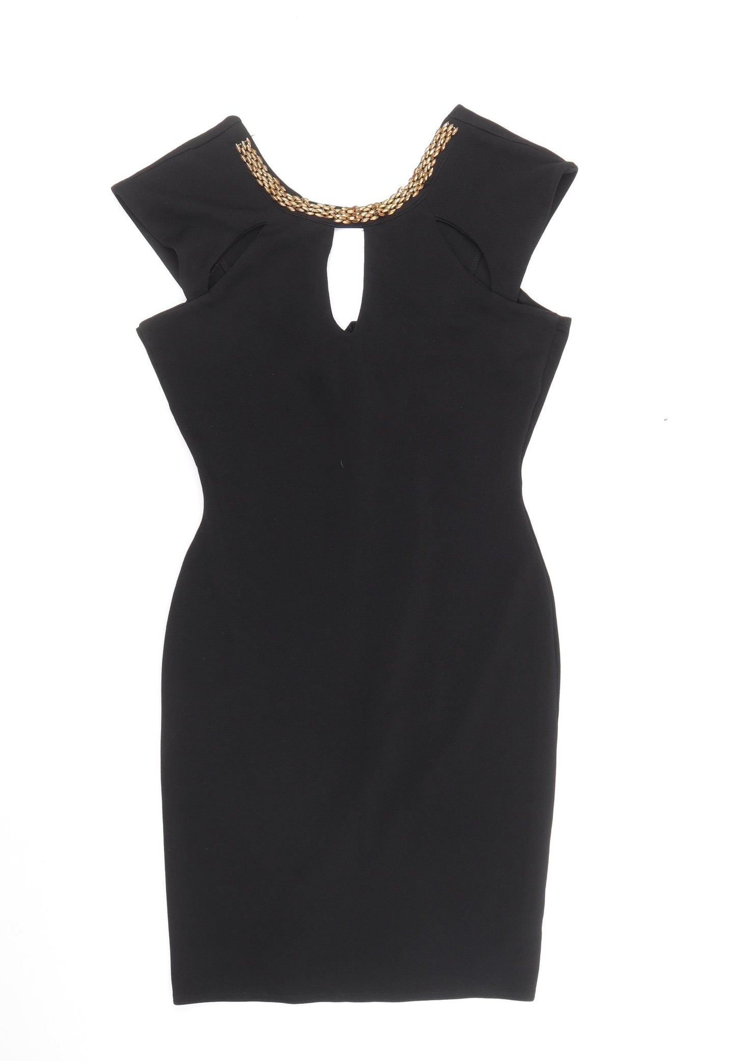 Boohoo Womens Black Polyester Pencil Dress Size 12 Round Neck Pullover