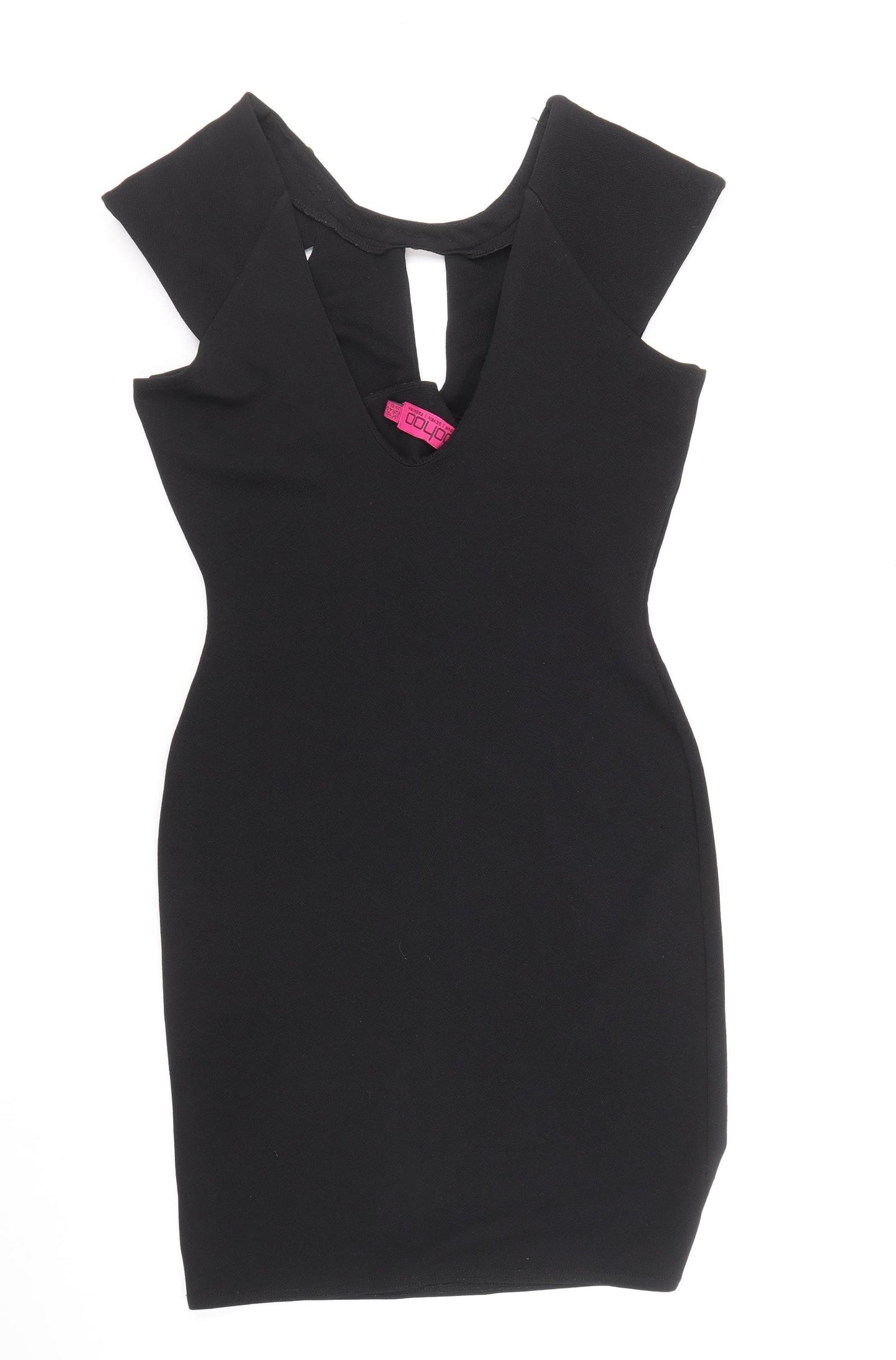 Boohoo Womens Black Polyester Pencil Dress Size 12 Round Neck Pullover