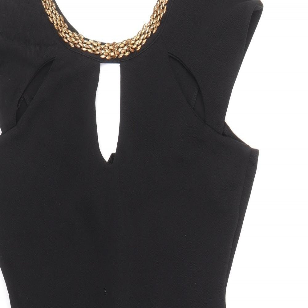 Boohoo Womens Black Polyester Pencil Dress Size 12 Round Neck Pullover