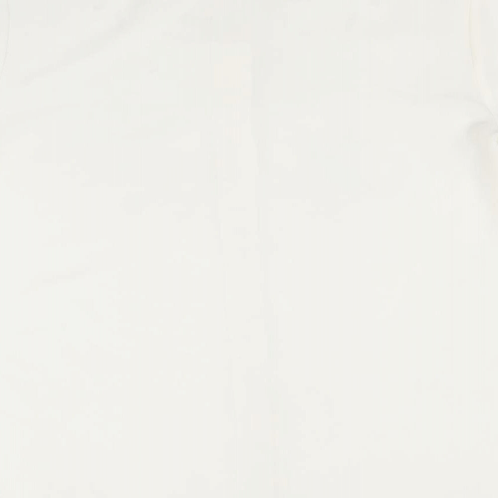 Compliments Womens Ivory Polyester Basic Button-Up Size 18 Scoop Neck