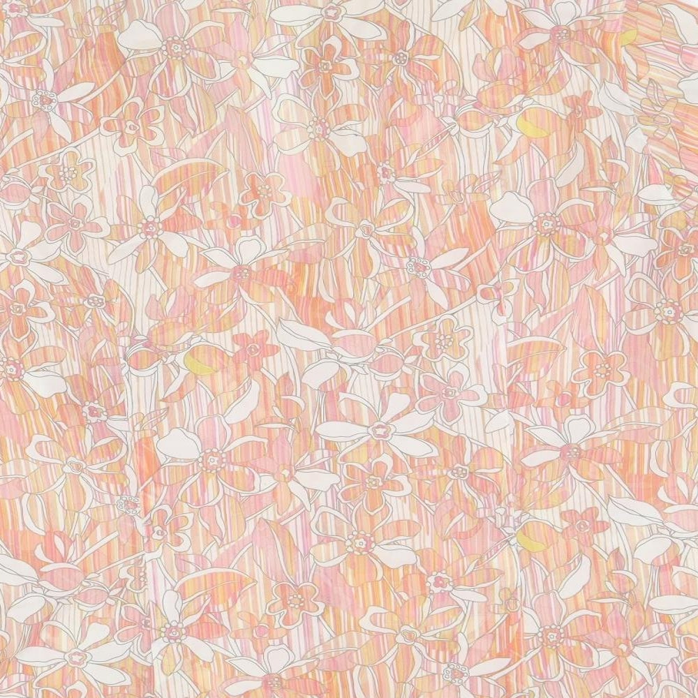 Marks and Spencer Womens Orange Floral Polyester Basic Button-Up Size 20 Collared - Sleeve Tie Detail