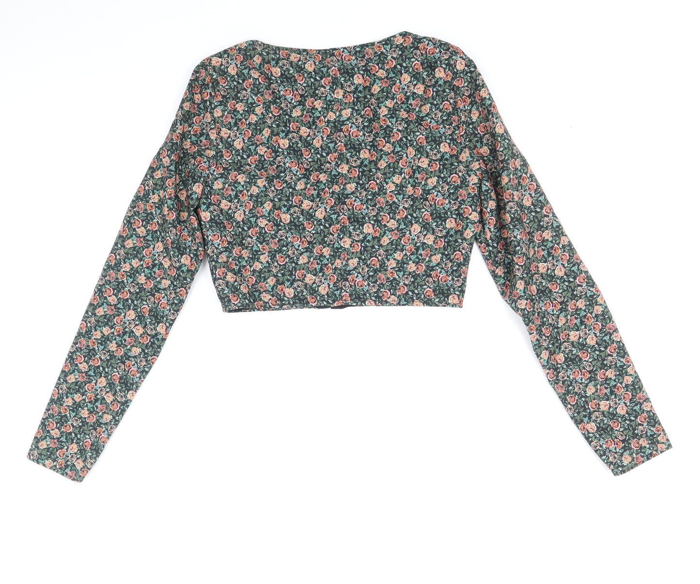 Zara Womens Multicoloured Floral Polyester Cropped Blouse Size M Square Neck