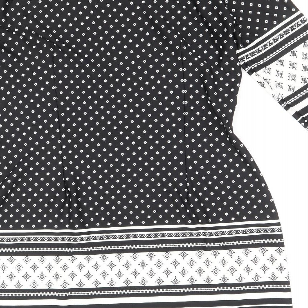Primark Womens Black Geometric Polyester Shift Size 12 Boat Neck Pullover