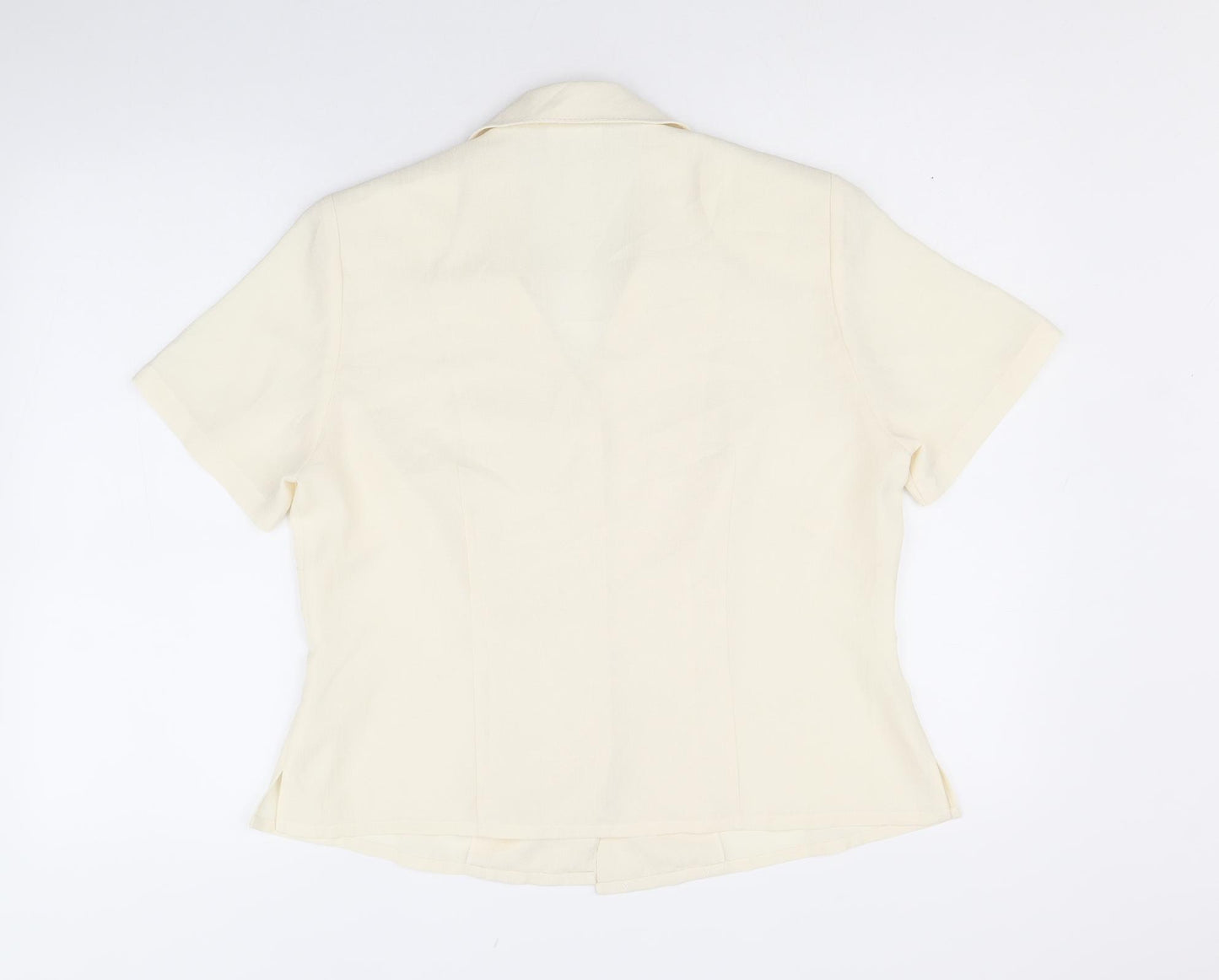 Eastex Womens Ivory Polyester Basic Button-Up Size 14 Collared