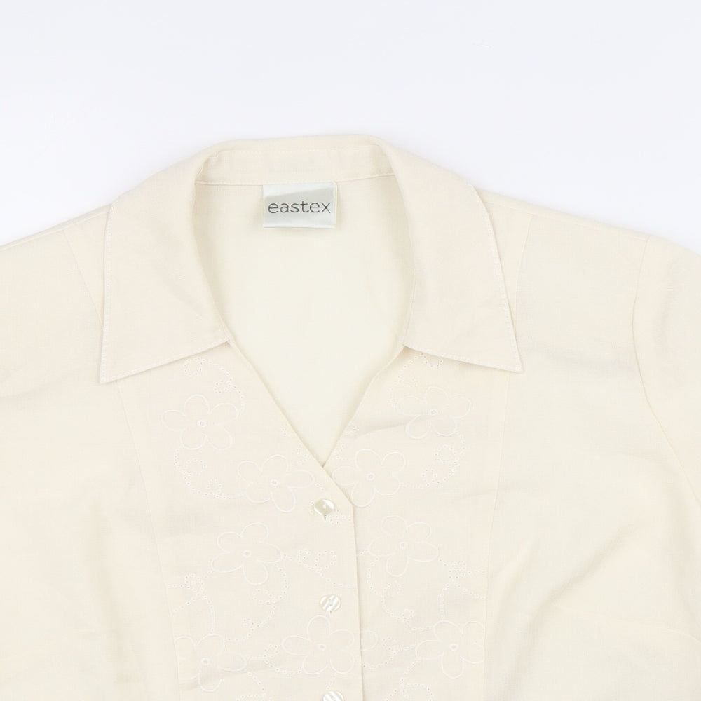 Eastex Womens Ivory Polyester Basic Button-Up Size 14 Collared