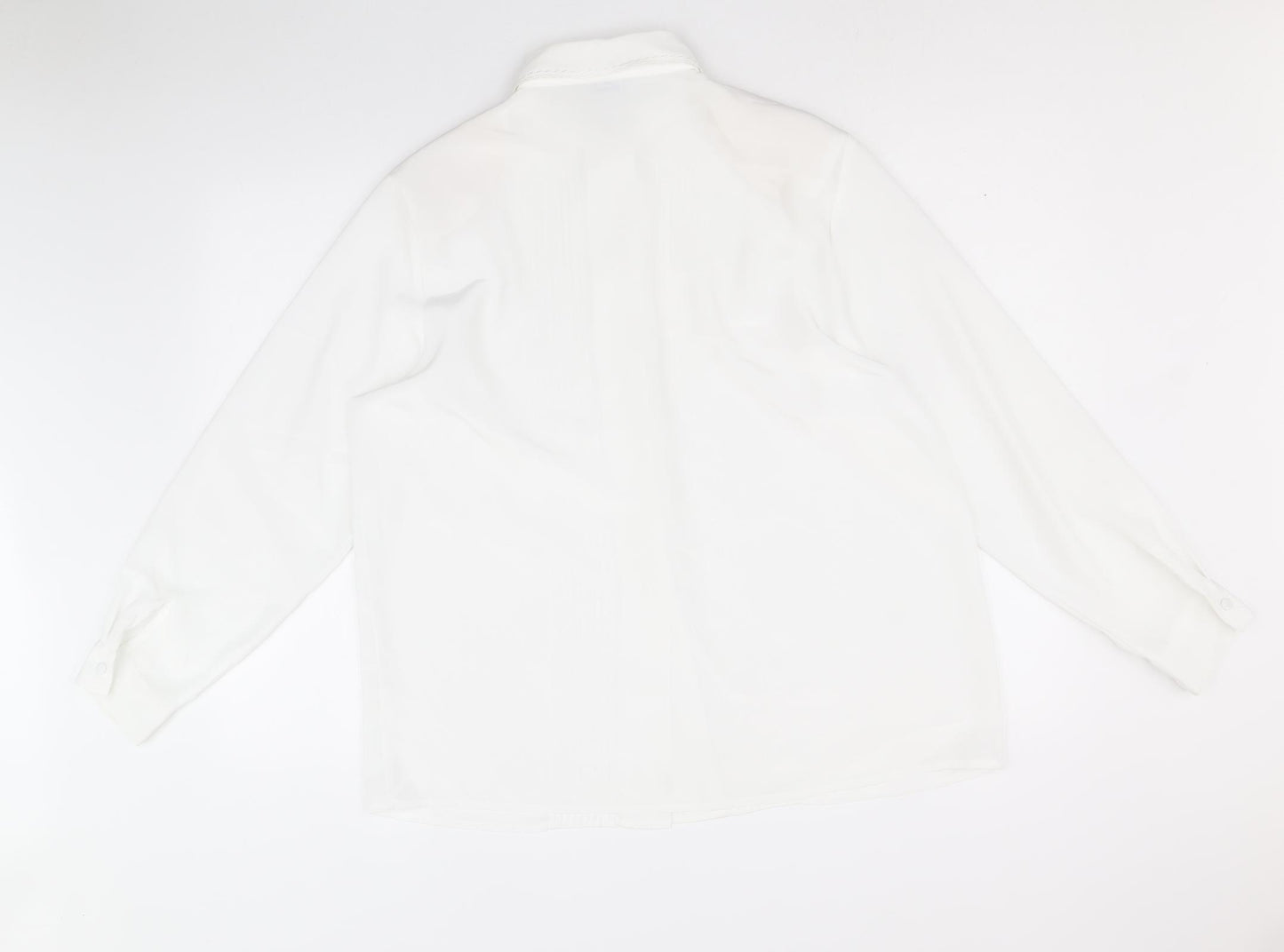 C&A Womens White Polyester Basic Button-Up Size 16 Collared