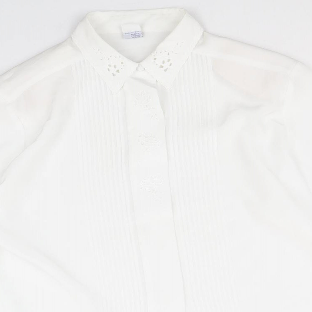 C&A Womens White Polyester Basic Button-Up Size 16 Collared